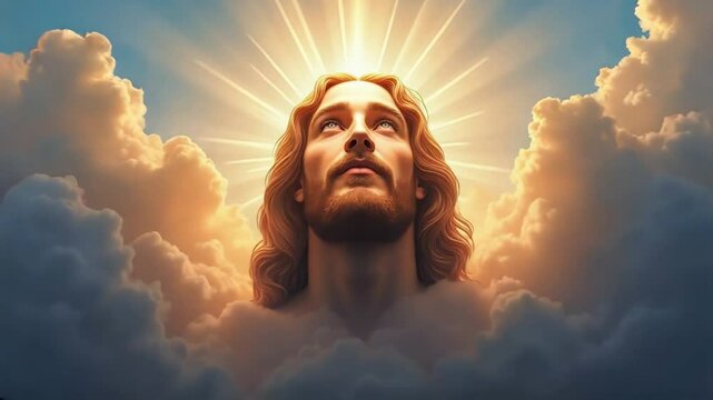 Jesus appears from the clouds
