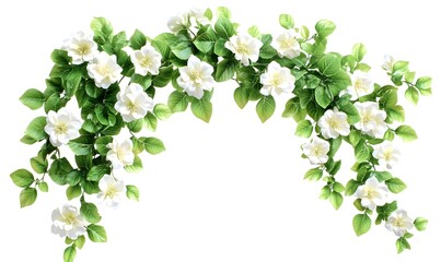 Fototapeta premium White flower garland arch, isolated on white.