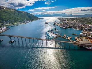 Fototapete Rund Bridge of city Tromso, Norway © Andrei Armiagov