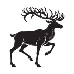 Detailed reindeer silhouette for digital and print designs - Reindeer black vector
