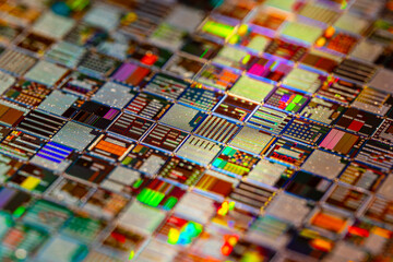 Silicon semiconductor wafer close-up. In electronics, a wafer also called a slice or substrate is a...