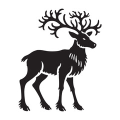 Minimalistic reindeer silhouette for modern artistic projects - Reindeer black vector
