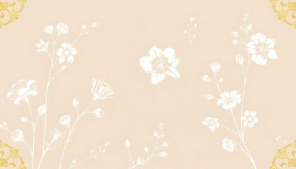 Elegant Beige Background with White Floral Design