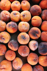 Pattern Of Fresh Red And Yellow Ripe Peaches.