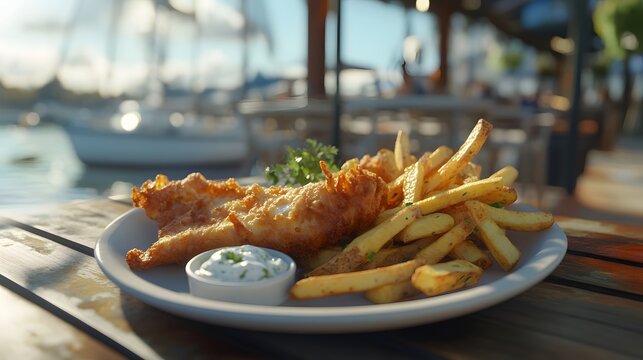 Indulging in the Flavorful Experience of Authentic Fish and Chips Served with Crisp Fries