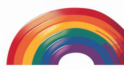 Obraz premium Vividly Textured Rainbow Arc Design. Minimalistic Representation of LGBTQ+ Pride, Unity, and Hope Through Bold Strokes of Red, Orange, Yellow, Green, Blue, and Purple on a White Background