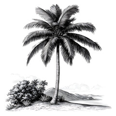 Tropical palm tree design vector isolated on transparent background