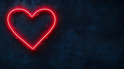 A glowing red neon heart on a dark background, symbolizing love and affection.