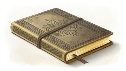 Fototapeta premium Digital painting of a vintage notebook with intricate details