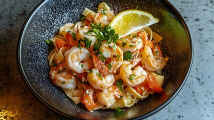 Delicious Shrimp Scampi Linguine with Savory Garlic Sauce, Fresh Lemon and Parsley for Family Gatherings