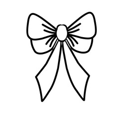 Vector isolated one single simple small ribbon bow gift decoration colorless black and white contour line easy drawing