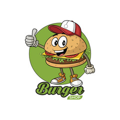 Adorable Burger Mascot logo Design for Branding