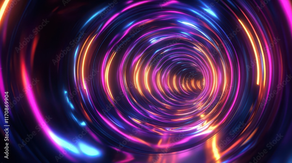 Fototapete Vibrant light tunnel experience digital art abstract animation futuristic dynamic perspective visual concept