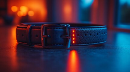 Illuminated Leather Belt With Modern Buckle