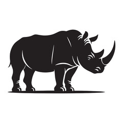 Stylish rhino silhouette for digital creative projects - Rhino illustration - minimallest rhino vector
