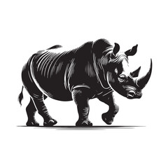 Creative rhino silhouette for innovative artistic designs - Rhino illustration - minimallest rhino vector
