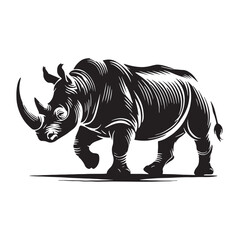 Bold rhino silhouette for digital design projects - Rhino black vector
