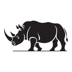 Minimalistic rhino silhouette for digital and print uses - Rhino illustration - minimallest rhino vector
