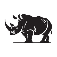Simplified rhino silhouette for modern artistic purposes - Rhino illustration - minimallest rhino vector
