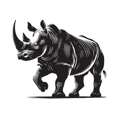Strong rhino silhouette for innovative media uses - Rhino black vector
