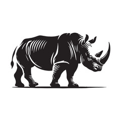 Rhino silhouette for creative digital projects - Rhino black vector

