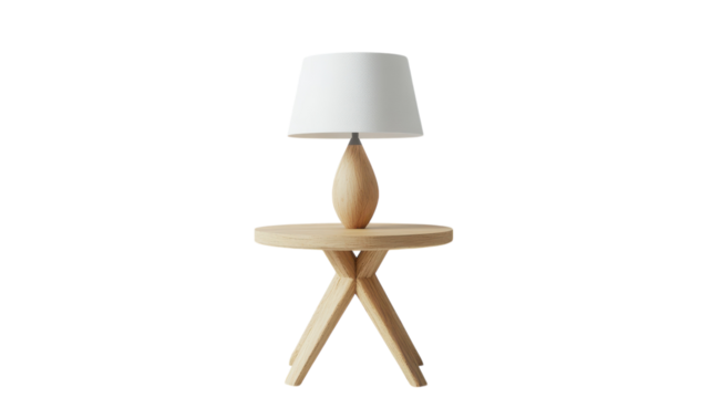 Stylish Wooden Side Table with a Decorative Lamp Perfect for Living Room or Bedroom Ambiance Enhancement and Home Decor Inspiration.