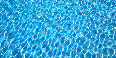 Obraz premium Bright and inviting blue water fills the swimming pool, shimmering under the warm sun. Gentle ripples create a soothing effect, enhancing the tranquil atmosphere