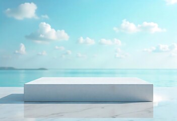 Fototapeta premium Tropical Ocean Platform: Beach Product Display Background