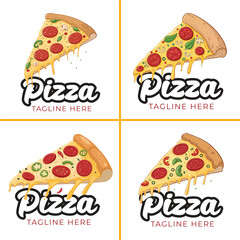 Cute Pizza Slice Illustration Mascot Logo set