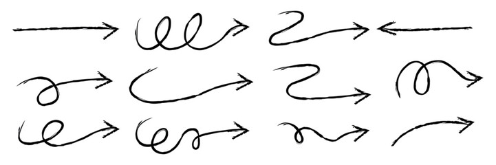 Minimalist Hand-Drawn Arrow Set. Vector illustration isolated on Light Background.