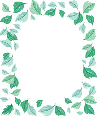 Vintage bohemian frame with twig decor with leaves and flowers on a separated transparent background. Decorations for celebrations and weddings