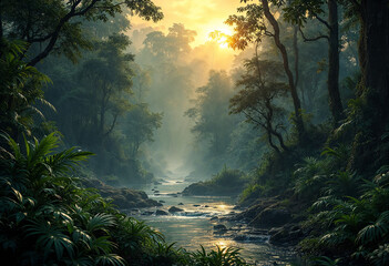 sunset over the river