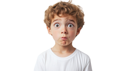 A Young Boy Displaying a Confused Expression, Perfect for Illustrating Child Emotions in Educational Materials or Parenting Articles.