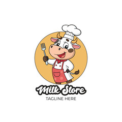 Adorable Cow Chef Character for Branding