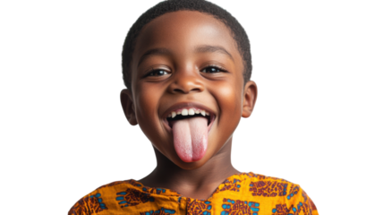 Playful Young Boy Making a Funny Face by Sticking Out His Tongue, Perfect for Children's Joyful Moments and Fun Activities Imagery.