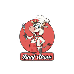 Adorable Cow Chef Character for Branding