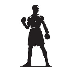 Vector a boxer stand with pose set silhouette vector SH