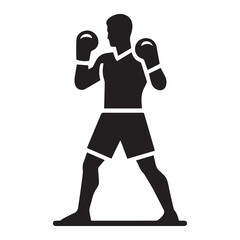 Vector a boxer stand with pose set silhouette vector SH