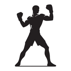 Vector a boxer stand with pose set silhouette vector SH