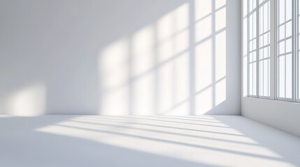 Obraz premium Sunlight Streaming Through Large Window in White Room