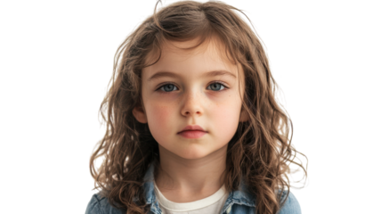 A Young Girl with a Serious Expression Captured in a Moment of Contemplation, Perfect for Projects Highlighting Emotion and Childhood Innocence.