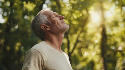 portrait of a person breathing at outdoor