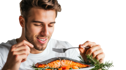 Enjoying a Delicious Grilled Salmon Meal: A Culinary Delight for Food Enthusiasts and Health-Conscious Individuals.