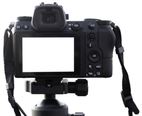 digital camera on tripod