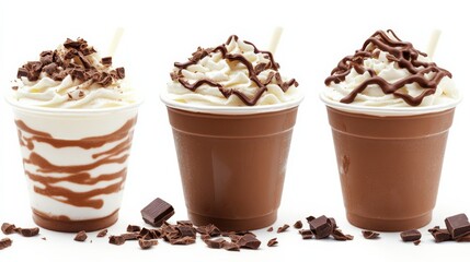 Delightful Hot Chocolates with Whipped Cream and Drizzle