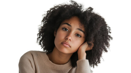 Expression of Confusion: A Young Woman Appears Thoughtful and Pondering Life's Questions in a Capture of Curiosity and Intrigue.