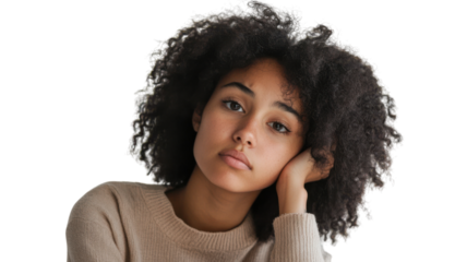 Expression of Confusion: A Young Woman Appears Thoughtful and Pondering Life's Questions in a Capture of Curiosity and Intrigue.