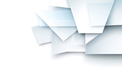 Abstract Geometric Layers of Crisp White Paper Background