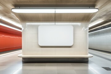 Fototapeta premium Modern subway station with empty blank billboard and sleek architectural design, mockup concept