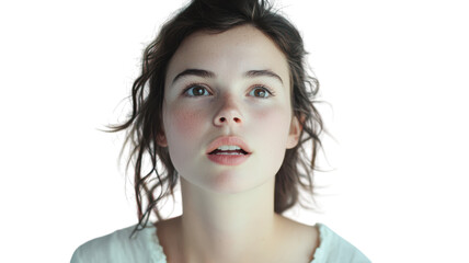 Fototapeta premium Portrait of a Young Woman Contemplating Life with a Thoughtful Expression, Ideal for Personal Reflection or Emotional Themes in Art Projects.